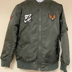 Green army jacket with patches
